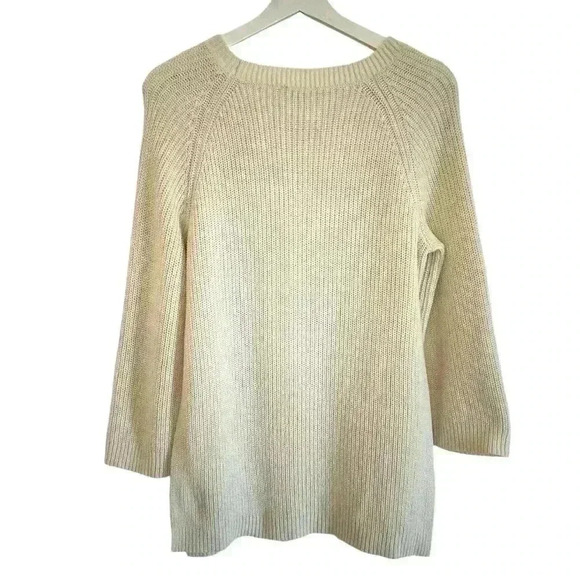 WILFRED ARITZIA Split Side Cotton Rib Knit Cream Sweater Women's Size 1 - Picture 4 of 6